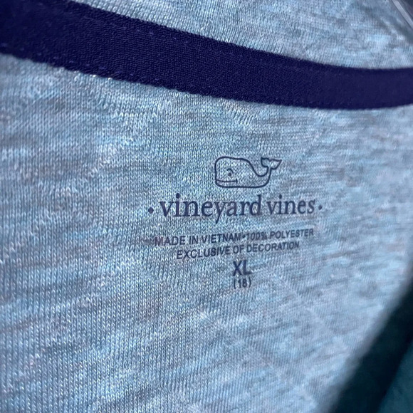 Vineyard Vines girls size XL quilted light blue navy trim pullover - Picture 3 of 8